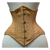 Maxkik Handmade Beige Underbust Corset Double Steel Boned Short Torso Waist Trainer