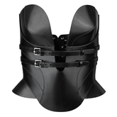 Maxkik Handmade Black Leather Overbust Corset Top Viking Gothic Bustier Corset