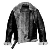 Maxkik Men’s Black RAF B3 Leather Bomber Jacket Pilot Flying Aviator Style