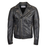 Maxkik Men’s Biker Leather Jacket Dual Zip Hook Rub Off Motorcycle Jacket
