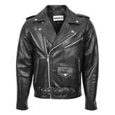 Maxkik Men’s Brando Leather Biker Jacket Black Heavy Duty Motorcycle Jacket