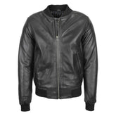 Maxkik Men’s Leather MA-1 Bomber Jacket Black Leather Flight Jacket