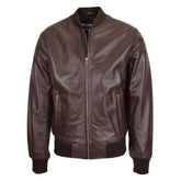 Maxkik Men’s Leather MA-1 Bomber Jacket Brown Leather Flight Jacket