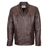 Maxkik Men’s Leather Zip Jacket Brown Soft Leather Casual Jacket