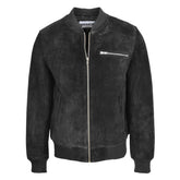 Maxkik Men’s Suede Bomber Varsity Jacket Black Sports Baseball Style Jacket