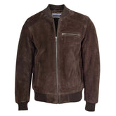 Maxkik Men’s Suede Bomber Varsity Jacket Brown Sports Baseball Style Jacket