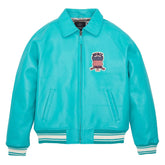 Handcrafted Men’s Avirex Jacket Turquoise Leather Bomber Jacket