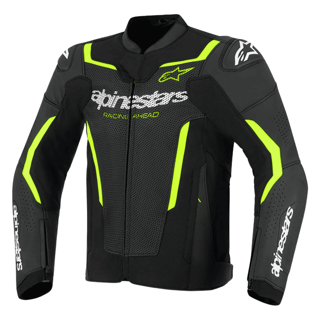 Alpinestars GP Force V2 Leather Jacket Black Green CE Armor Coat