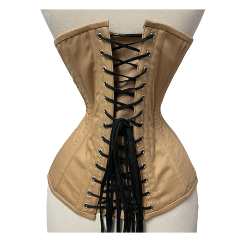 Maxkik Handmade Beige Underbust Corset Double Steel Boned Short Torso Waist Trainer