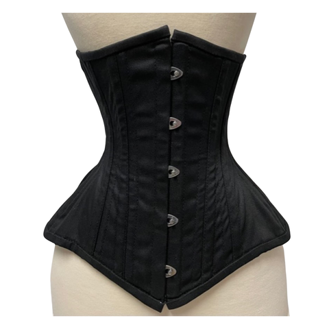 Maxkik Handmade Curvy Underbust Steel Boned Corset Black Waist Training Shapewear