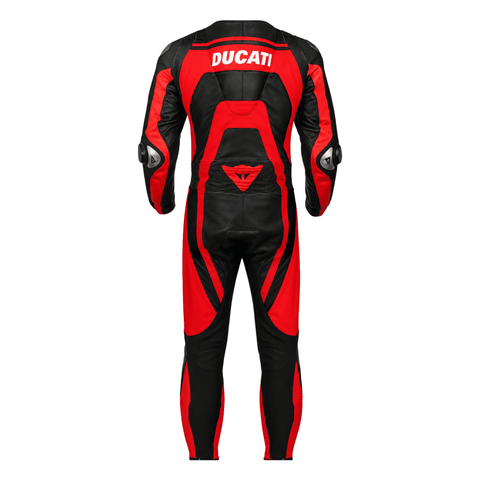 Ducati Corse Style Motorcycle Racing Leather Suit Black Red CE Armor Motorbike Suit