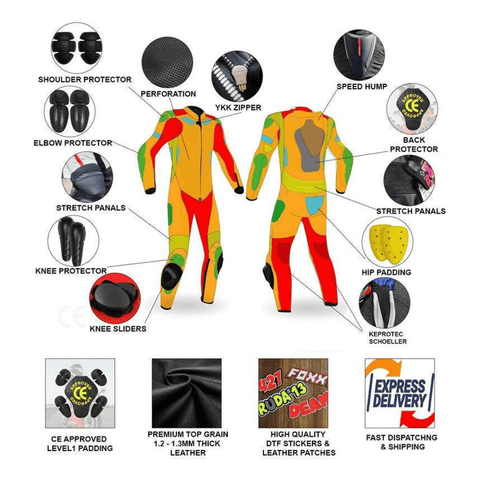 Ducati One-Piece Leather Racing Suit Black Ducati Inspired Motorbike Suit