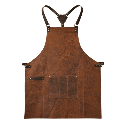 Maxkik Handmade Leather Crossback Apron Adjustable Chef BBQ Work Apron