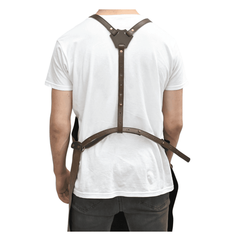 Maxkik Handmade Leather Crossback Apron Adjustable Chef BBQ Work Apron