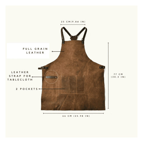 Maxkik Handmade Leather Crossback Apron Adjustable Chef BBQ Work Apron