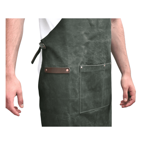 Maxkik Handmade Leather Crossback Apron Adjustable Chef BBQ Work Apron