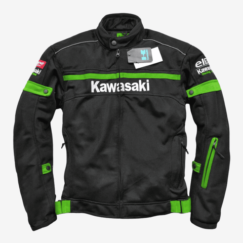 Kawasaki Mesh Motorcycle Jacket Black Breathable Windproof Biker Jacket