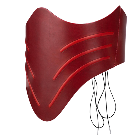 Maxkik Handcrafted Victorian Red Leather Overbust Corset Steel Boned Gothic Basque