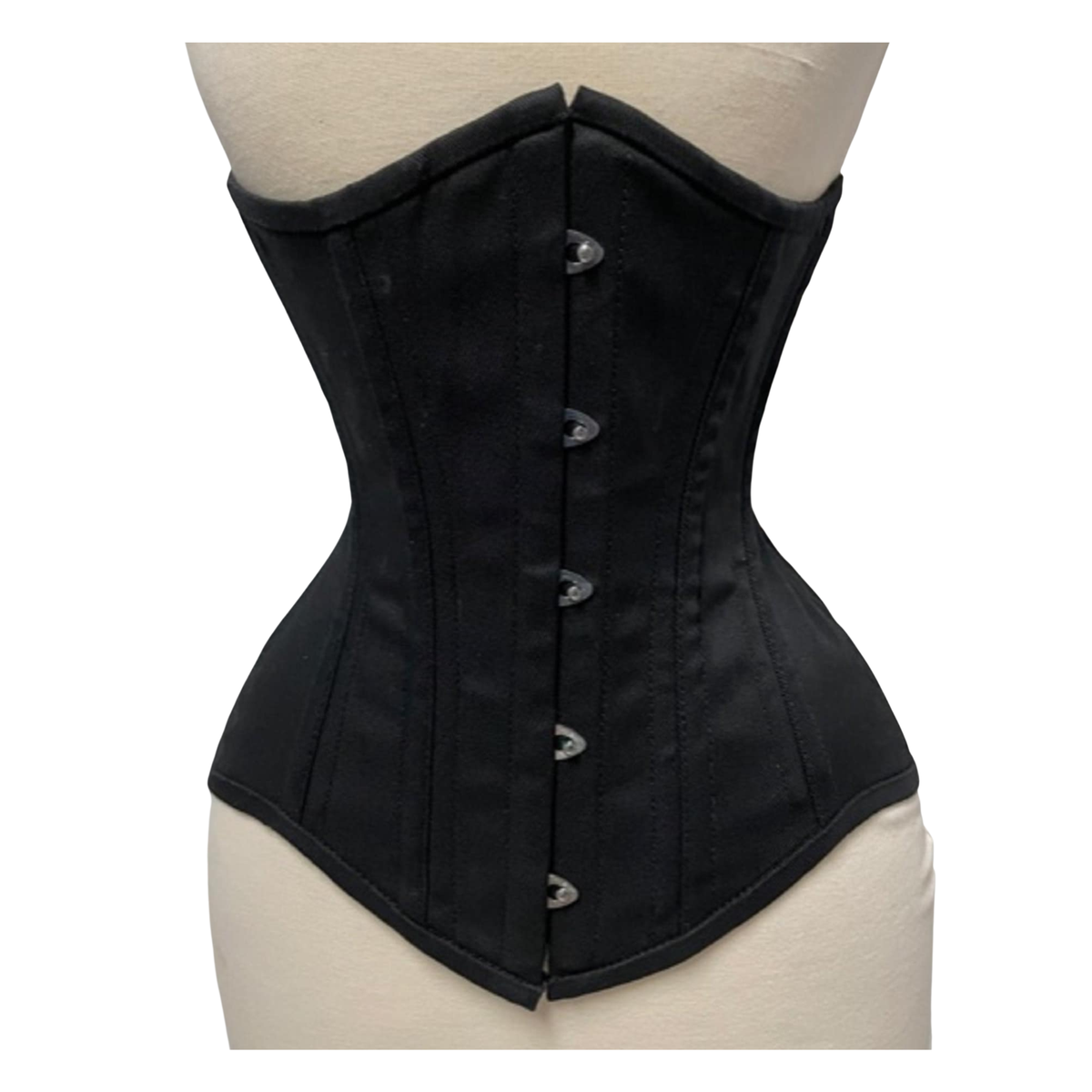 Maxkik Handcrafted Longline Underbust Steel Boned Corset Black Waist Training Shapewear