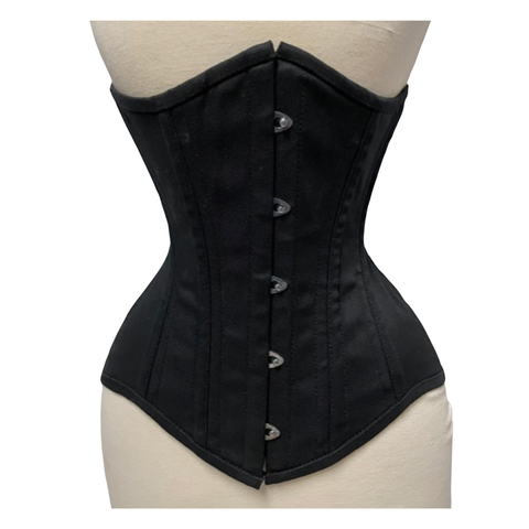 Maxkik Handcrafted Longline Underbust Steel Boned Corset Black Waist Training Shapewear