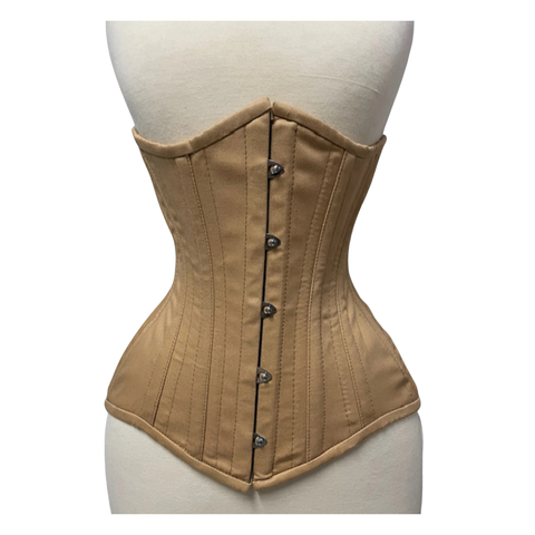Maxkik Handmade Beige Longline Underbust Corset Steel Boned Tightlacing Waist Trainer