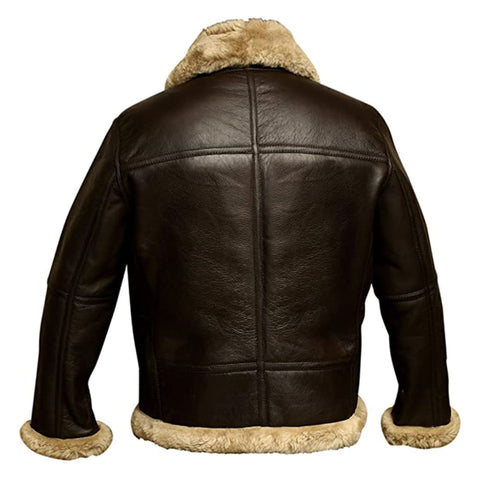 Maxkik Men’s Brown RAF B3 Leather Bomber Jacket Pilot Flying Aviator Style