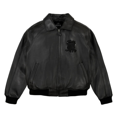 Handmade Men’s Iconic Avirex Leather Jacket Black Leather Bomber Jacket Aviator Style