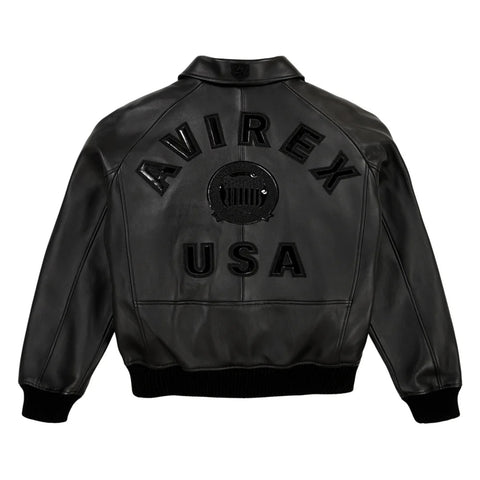 Handmade Men’s Iconic Avirex Leather Jacket Black Leather Bomber Jacket Aviator Style