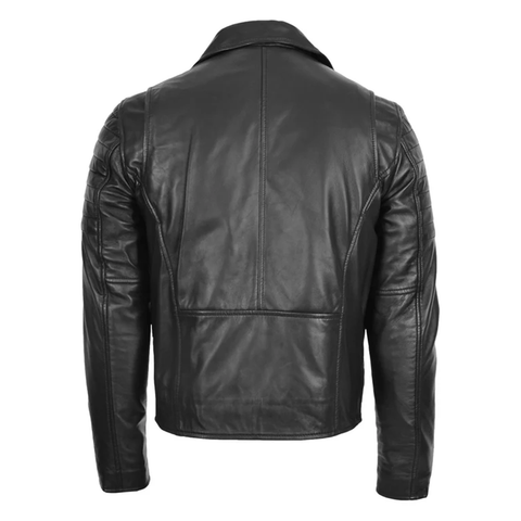 Maxkik Men’s Biker Leather Jacket Dual Zip Hook Black Motorcycle Jacket