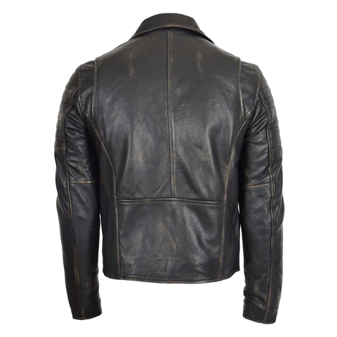 Maxkik Men’s Biker Leather Jacket Dual Zip Hook Rub Off Motorcycle Jacket