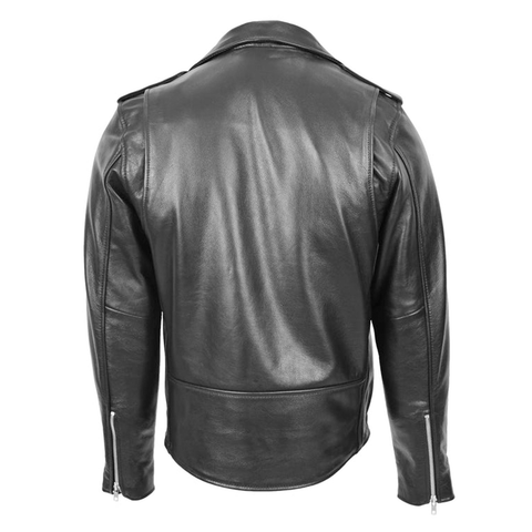 Maxkik Men’s Brando Leather Biker Jacket Black Heavy Duty Motorcycle Jacket
