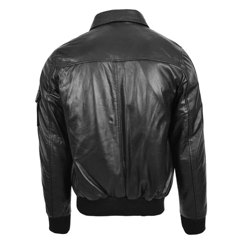 Maxkik Mens Leather Bomber Jacket with Hoodie Black Leather Jacket
