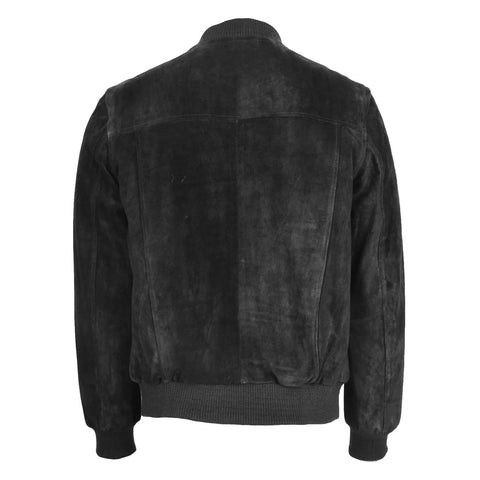 Maxkik Men’s Suede Bomber Varsity Jacket Black Sports Baseball Style Jacket