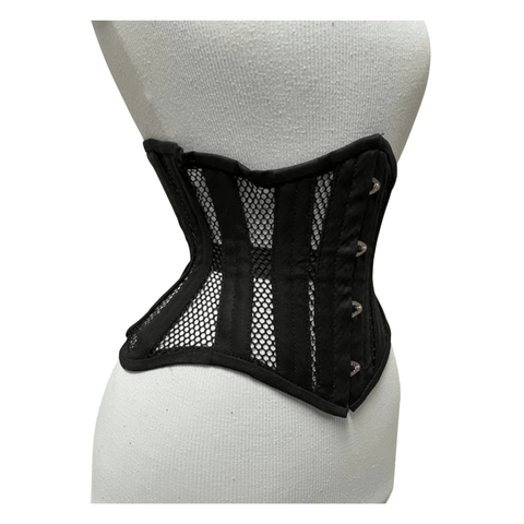 Maxkik Black Mesh Waspie Underbust Corset Steel Boned Waist Trainer