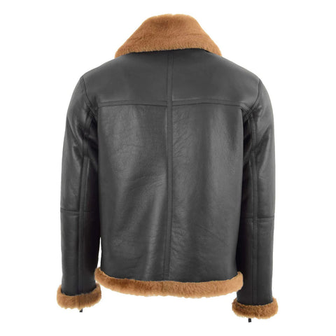 Maxkik Men’s RAF Flying Sheepskin Jacket Brown Ginger Aviator Coat