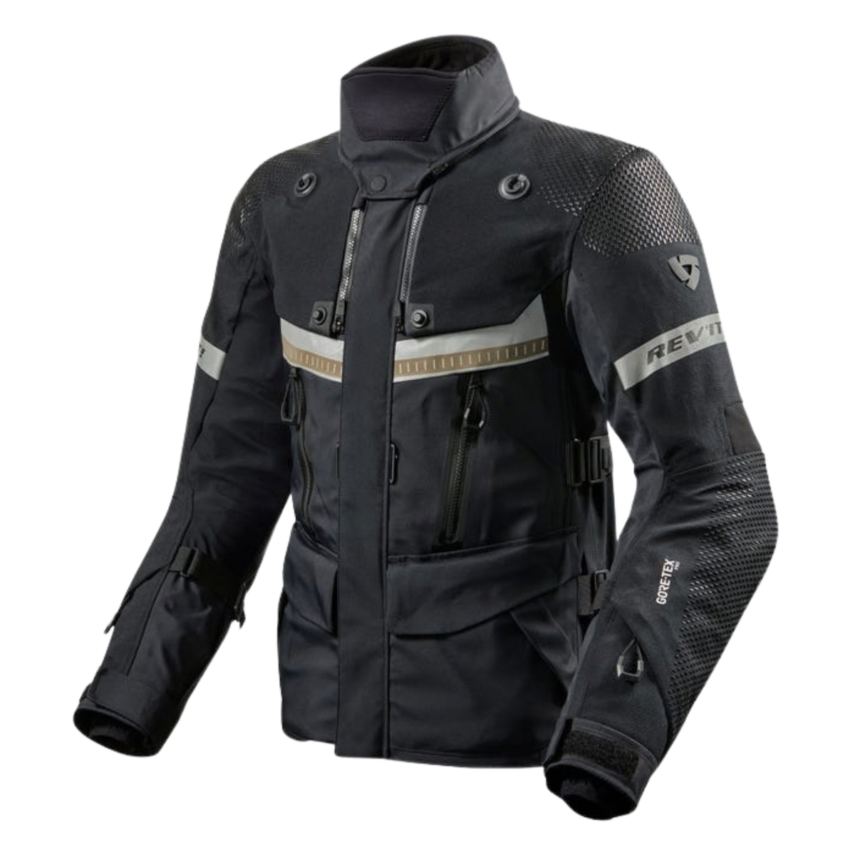 REV'IT! Dominator 3 GTX Jacket Black Waterproof Adventure Motorcycle Jacket