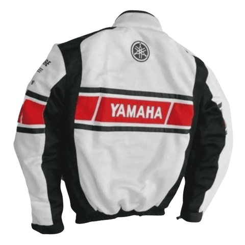 Handmade Men’s Yamaha Racing Jacket White CE Certified Mesh Motorcycle Jacket