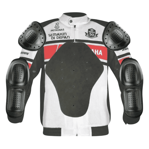 Handmade Men’s Yamaha Racing Jacket White CE Certified Mesh Motorcycle Jacket