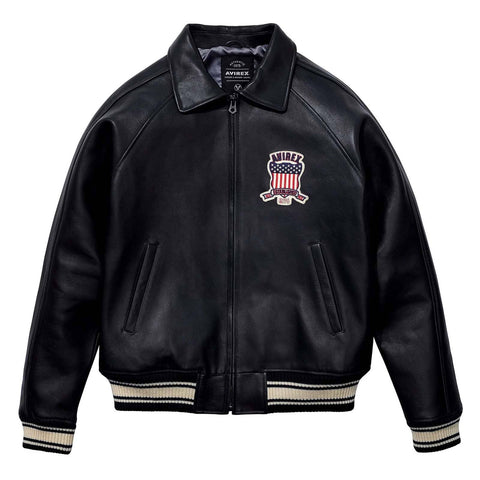 Handmade Men’s Iconic Avirex Jacket Black Leather Bomber Jacket Aviator Style