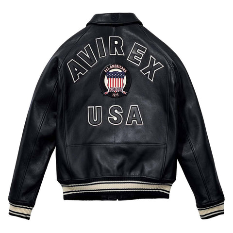 Handmade Men’s Iconic Avirex Jacket Black Leather Bomber Jacket Aviator Style