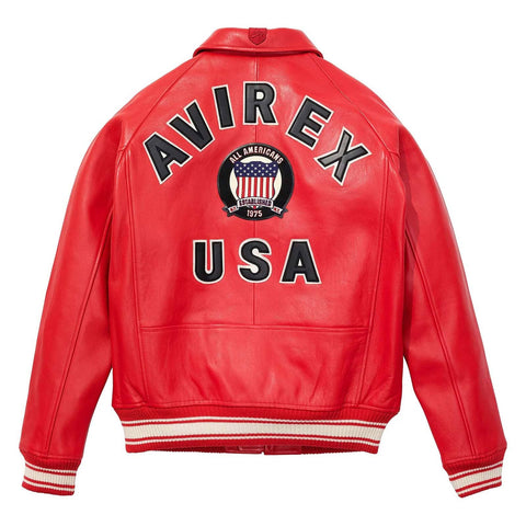Handcrafted Men’s Avirex Style Leather Jacket Red Aviator Bomber Jacket