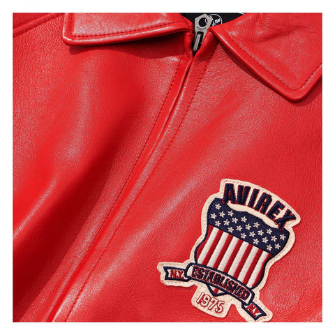 Handcrafted Men’s Avirex Style Leather Jacket Red Aviator Bomber Jacket
