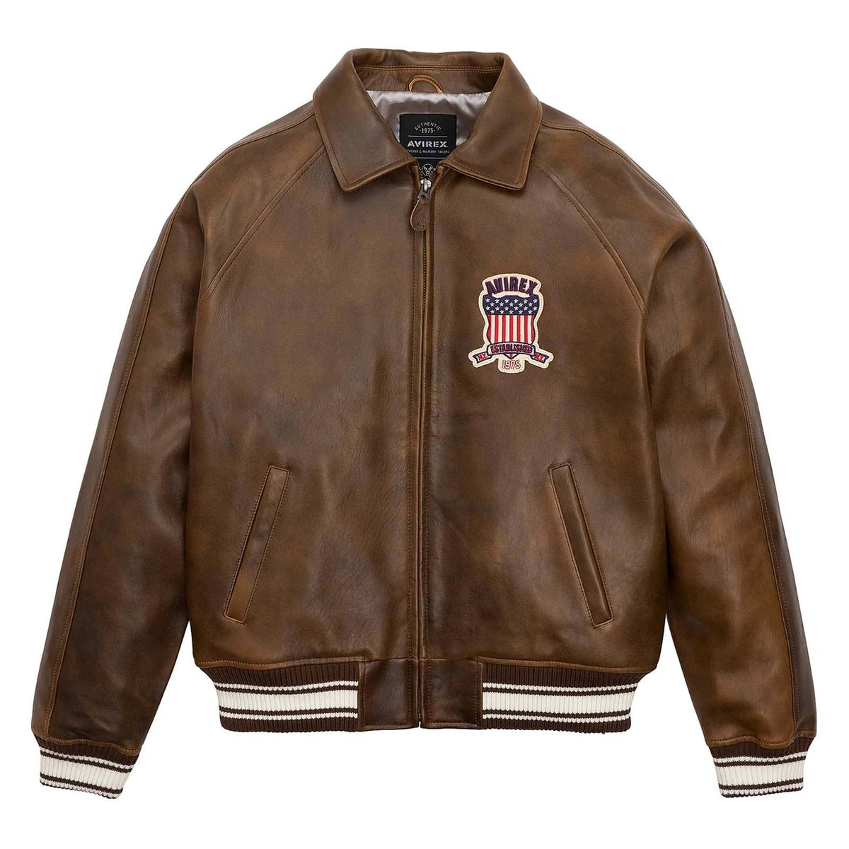 Handmade Men’s Iconic Avirex Jacket Brown Leather Bomber Jacket