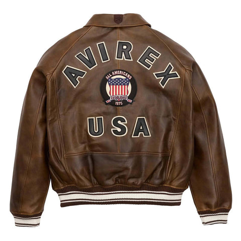 Handmade Men’s Iconic Avirex Jacket Brown Leather Bomber Jacket