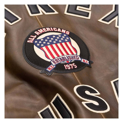 Handmade Men’s Iconic Avirex Jacket Brown Leather Bomber Jacket