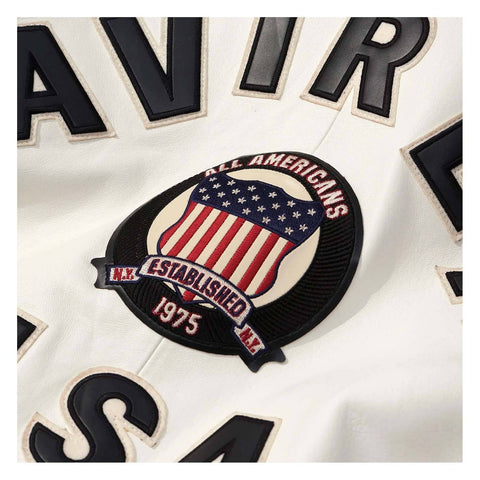 Handcrafted Men’s Avirex Style Leather Jacket White Aviator Bomber Jacket
