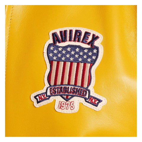 Handmade Men’s Iconic Avirex Jacket Yellow Leather Bomber Jacket Aviator Style