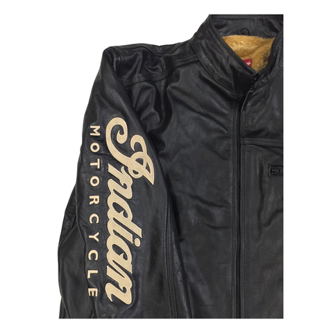 Men’s Indian Motorcycle Leather Jacket Black Embroidered 1901 V2 Biker Riding Jacket