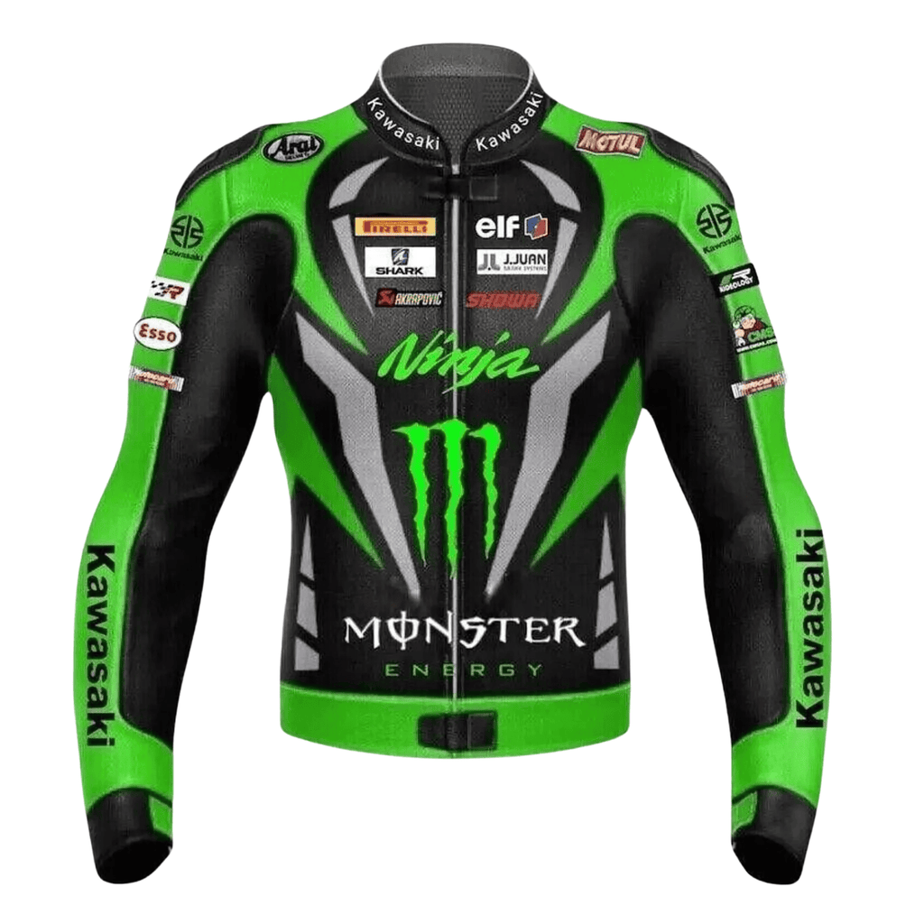 バイクウェア・装備 63LEATHER REAL LEATHER JACKET CRAFT MADE Kawasaki Ninja Monster Racing Leather Jacket CE Approved Biker