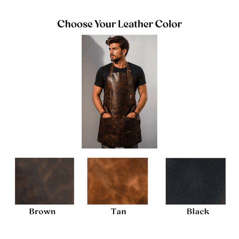 Maxkik Personalized Men's Leather Apron Full Grain Blacksmith BBQ Chef Apron